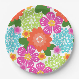 Assiettes En Carton Jardin Allana Hawaïen Floral Graphique - Brillants