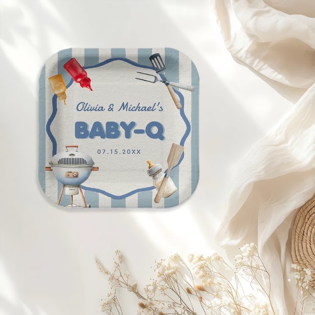 Assiettes En Carton Jardin BBQ bébé Q Baby shower Plaques papier (Créateur téléchargé)