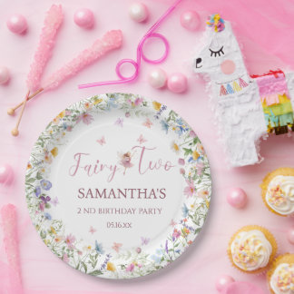 Assiettes En Carton Jardin de fées aux fleurs sauvages 2e fête d'anniv