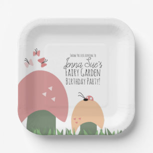 Assiettes En Carton Jardin de fées champignons coccinelles papillons