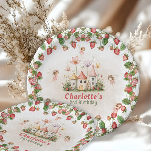 Assiettes En Carton Jardin de fées enchanté à la fraise anniversaire