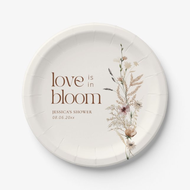 Assiettes En Carton Jardin de fleurs sauvages L'amour est en fleur (Devant)