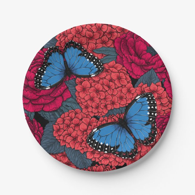 Assiettes En Carton Jardin de morpho bleu (Devant)