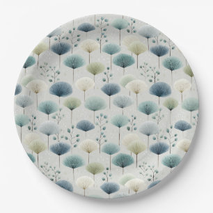 Assiettes En Carton Jardin de pluie serein Motif floral (5)