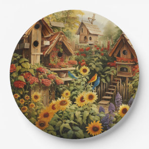 Assiettes En Carton Jardin de tournesol 13 Maisons d'oiseaux Oiseaux b