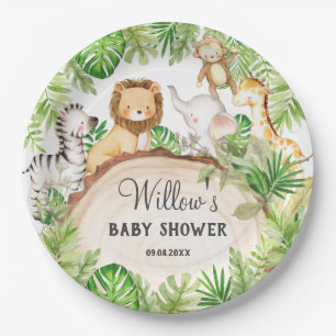 Assiettes En Carton Jardin de verdure Animaux de la Jungle Baby shower
