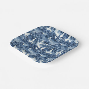 Assiettes En Carton Jardin d'eau japonais en porcelaine blanche bleue