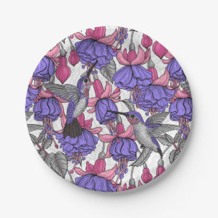 Assiettes En Carton Jardin des colibris en rose et rose