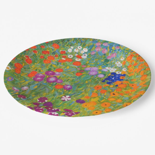Assiettes En Carton Jardin des fleurs de Gustav Klimt (Angle)