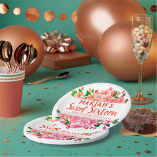 Assiettes En Carton Jardin Enchanté Floral Rose Pêche pour Toute Occas