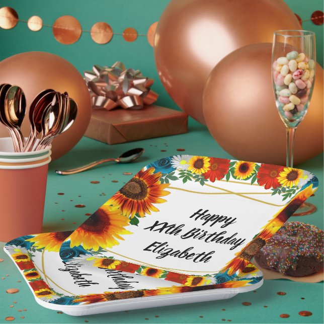 Assiettes En Carton Jardin été Floral géométrique (Multi)