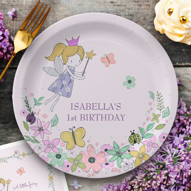 Assiettes En Carton Jardin Fleur Fée Toute Occasion Lilac (Fairy Garden party plates)