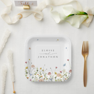 Assiettes En Carton Jardin Fleur sauvage de printemps Floral minimalis