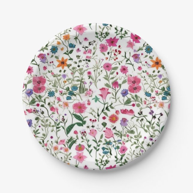 Assiettes En Carton Jardin Fleur sauvage d'été (Devant)