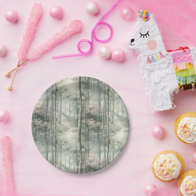 Assiettes En Carton Jardin floral rose enchanté (Fête)