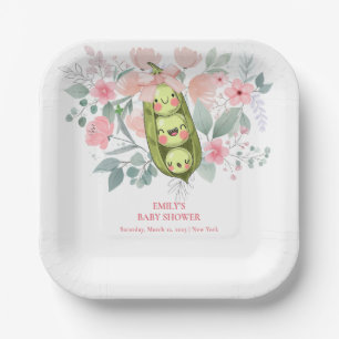 Assiettes En Carton Jardin Floral Rose Pois Doux Dans Baby shower Pod