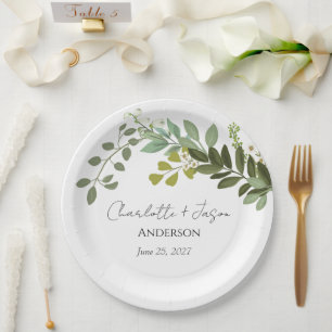 Assiettes En Carton Jardin Foliage Verdure Vignes Mariage