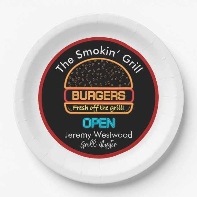 Assiettes En Carton Jardin Grill Master Burgers Plaques en papier (Devant)