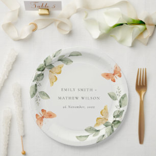 Assiettes En Carton Jardin Jaune mignon Papillons Mariage