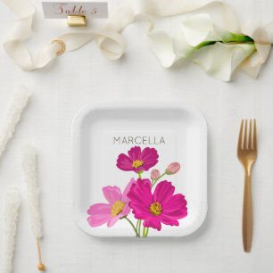 Assiettes En Carton Jardin lumineux coloré Cosmos Fleurs Personnalisée