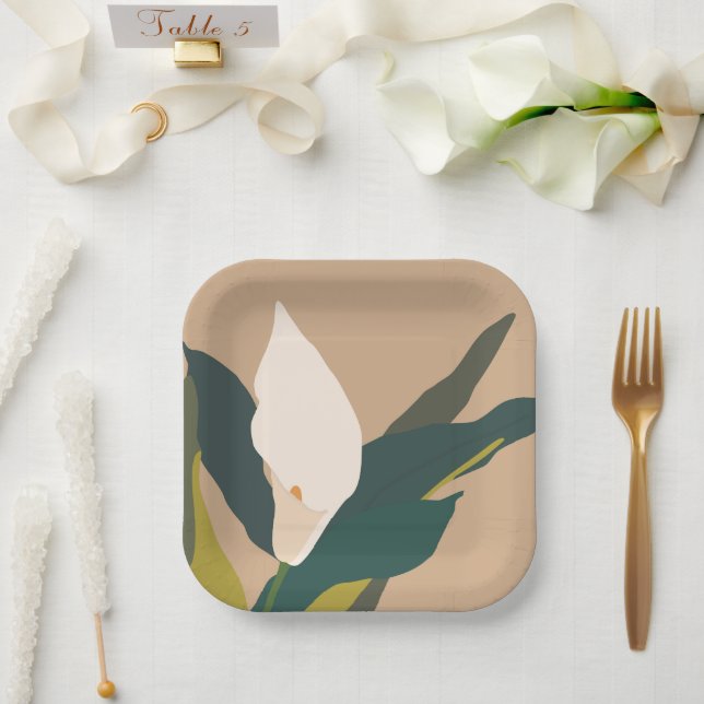 Assiettes En Carton Jardin moderne Calla Lily (Mariage)