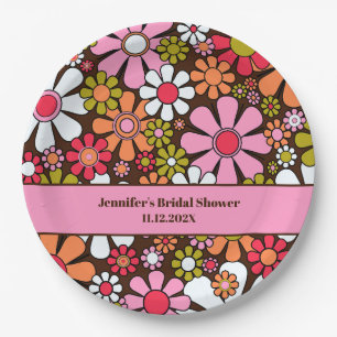 Assiettes En Carton Jardin Rétro Floral Groovy Années 60 70 Mariage