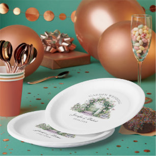 Assiettes En Carton Jardin Romantique Mariage Arche Florale Fontaine