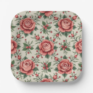 Assiettes En Carton Jardin rose