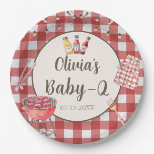 Assiettes En Carton Jardin rose BBQ bébé Q Baby shower Plaques papier