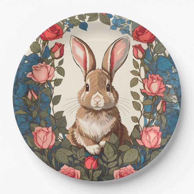 Assiettes En Carton Jardin Rose Brown Bunny (Devant)