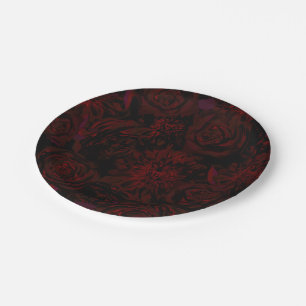 Assiettes En Carton Jardin sombre fleurs rouges romantiques mariage go