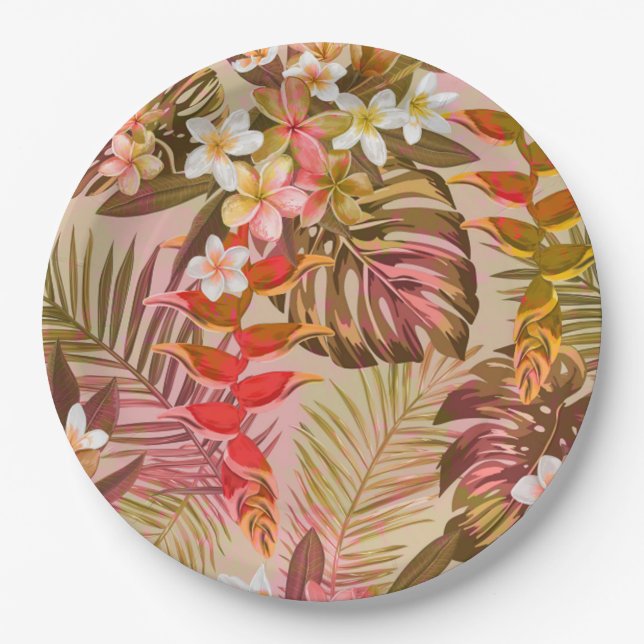 Assiettes En Carton Jardin tropical vintage (Devant)