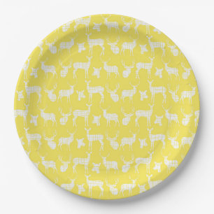 Assiettes En Carton Jaune Avec Plaques De Papier De Cerf Blanc
