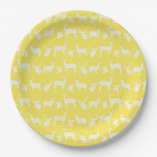 Assiettes En Carton Jaune Avec Plaques De Papier De Cerf Blanc