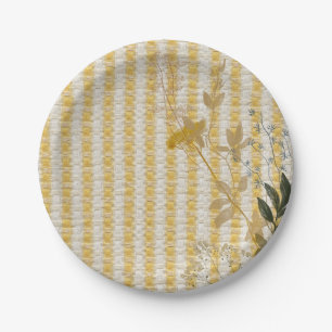 Assiettes En Carton Jaune Blanc Fruit En vichy Plaid Farmhouse