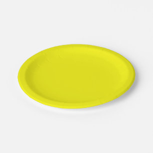 Assiettes En Carton Jaune clair (couleur solide)