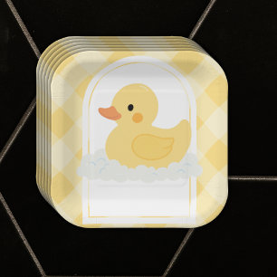 Assiettes En Carton Jaune moderne en caoutchouc Baby shower canard