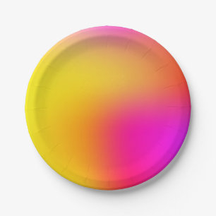 Assiettes En Carton Jaune néon et rose