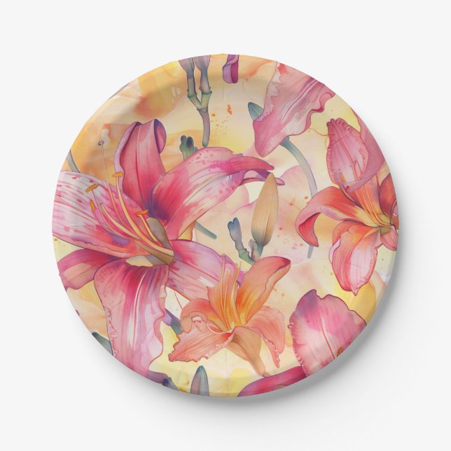 Assiettes En Carton Jaune rose (Devant)