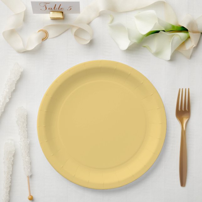 Assiettes En Carton Jaune solide côtier moderne (Mariage)