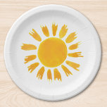 Assiettes En Carton Jaune Sun fête d'anniversaire<br><div class="desc">Prévoyez-vous une fête de premier anniversaire ? Ces mignonnes plaques de papier de fête de premier anniversaire sont décorées d'une aquarelle jaune soleil. Aquarelle originale © Michele Davies.</div>