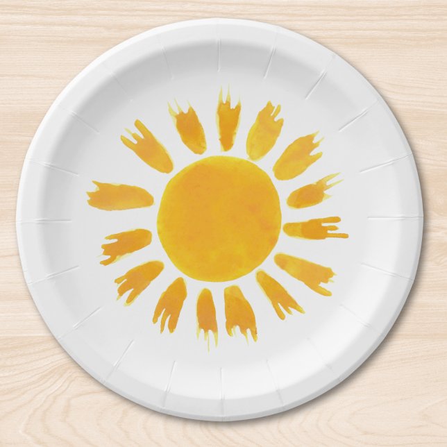 Assiettes En Carton Jaune Sun fête d'anniversaire (Créateur téléchargé)