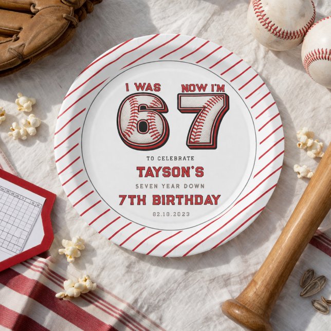 Assiettes En Carton J'avais 6 ans, maintenant j'ai 7 ans – Baseball 7e (I Was 6, Now I’m 7 – Baseball 7th Birthday Paper Plates
)
