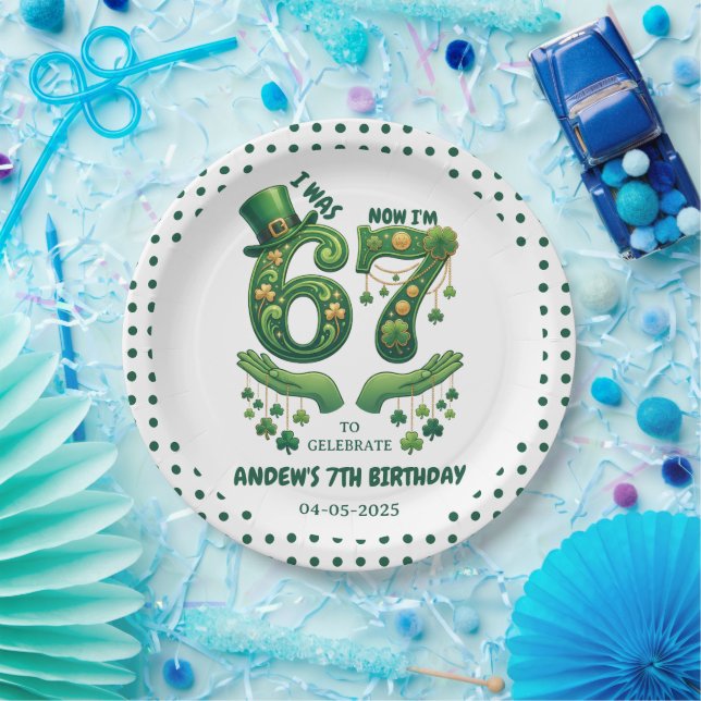 Assiettes En Carton J'avais 6 ans maintenant j'ai 7 ans garçon St Patr (Fête)