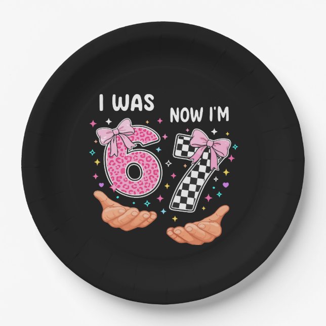 Assiettes En Carton J'avais 6 ans maintenant j'ai 7 ans jolis chiffres (Devant)