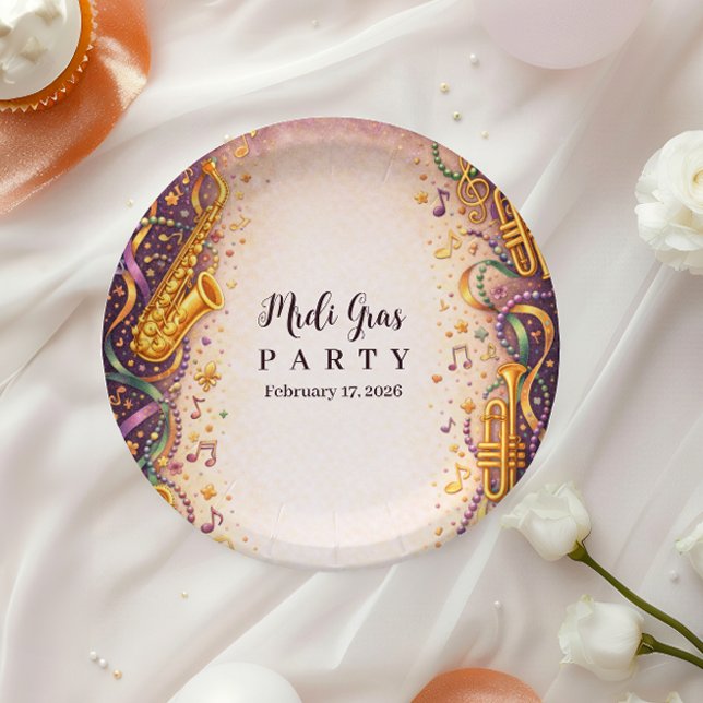 Assiettes En Carton Jazz Music Mardi Gras Masquerade (Créateur téléchargé)
