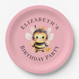 Assiettes En Carton Je Bee-Two Fille Anniversaire