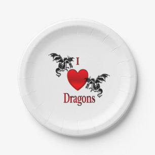 Assiettes En Carton Je Coeur Dragons
