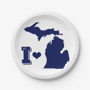 Assiettes En Carton Je coeur Michigan