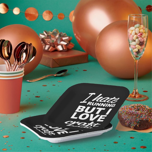 Assiettes En Carton Je Déteste Courir Mais J'Aime La Bière Artisanale (Créateur téléchargé)